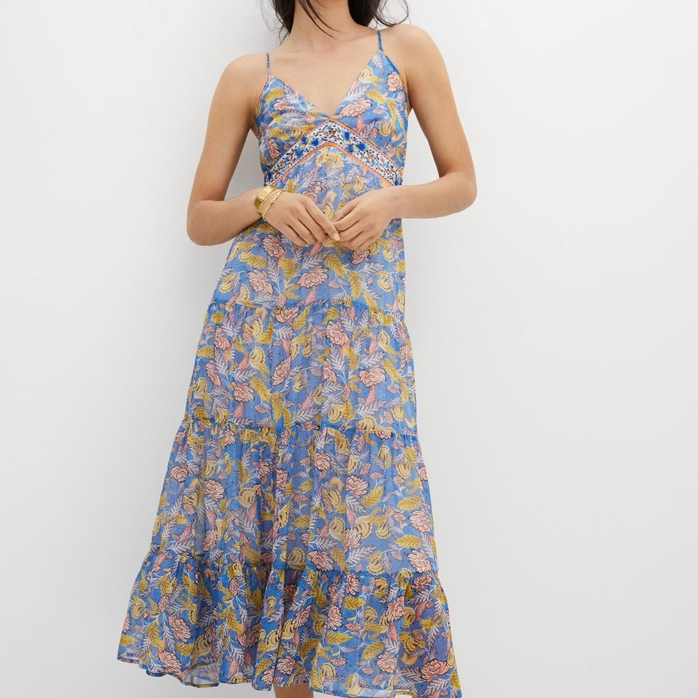 Anthropologie Verb Pallavi Singhee Vineyard Tiered Maxi embellishment Dress 12